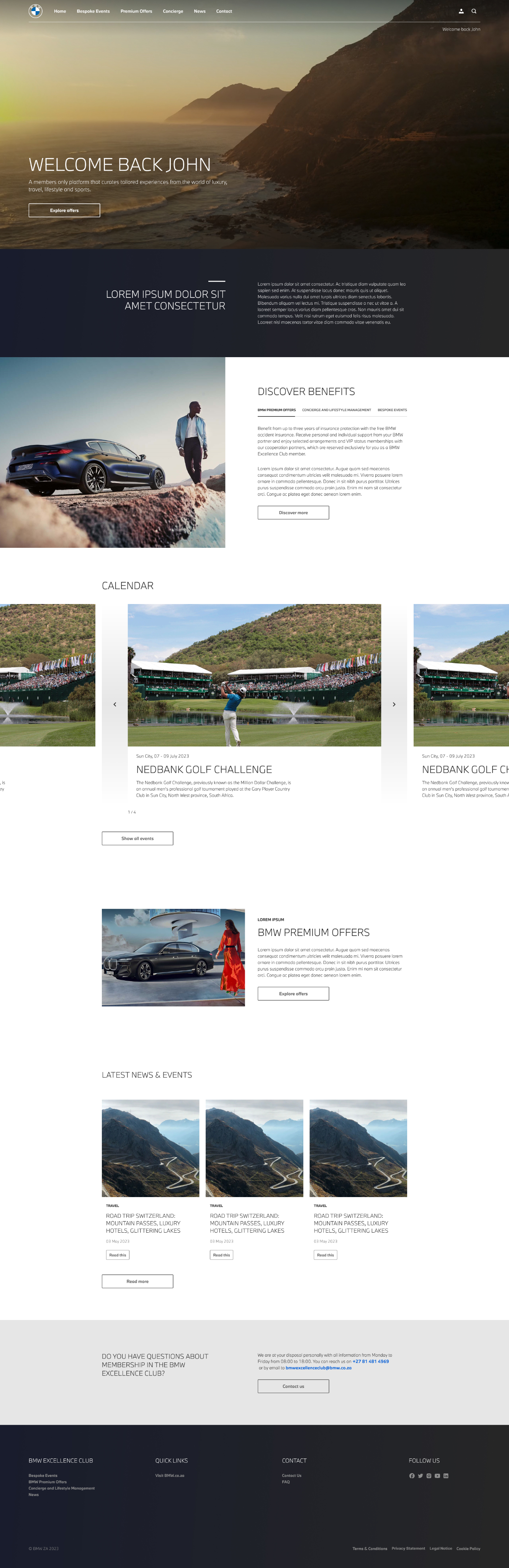 BMW Excellence Club Landing Page Desktop